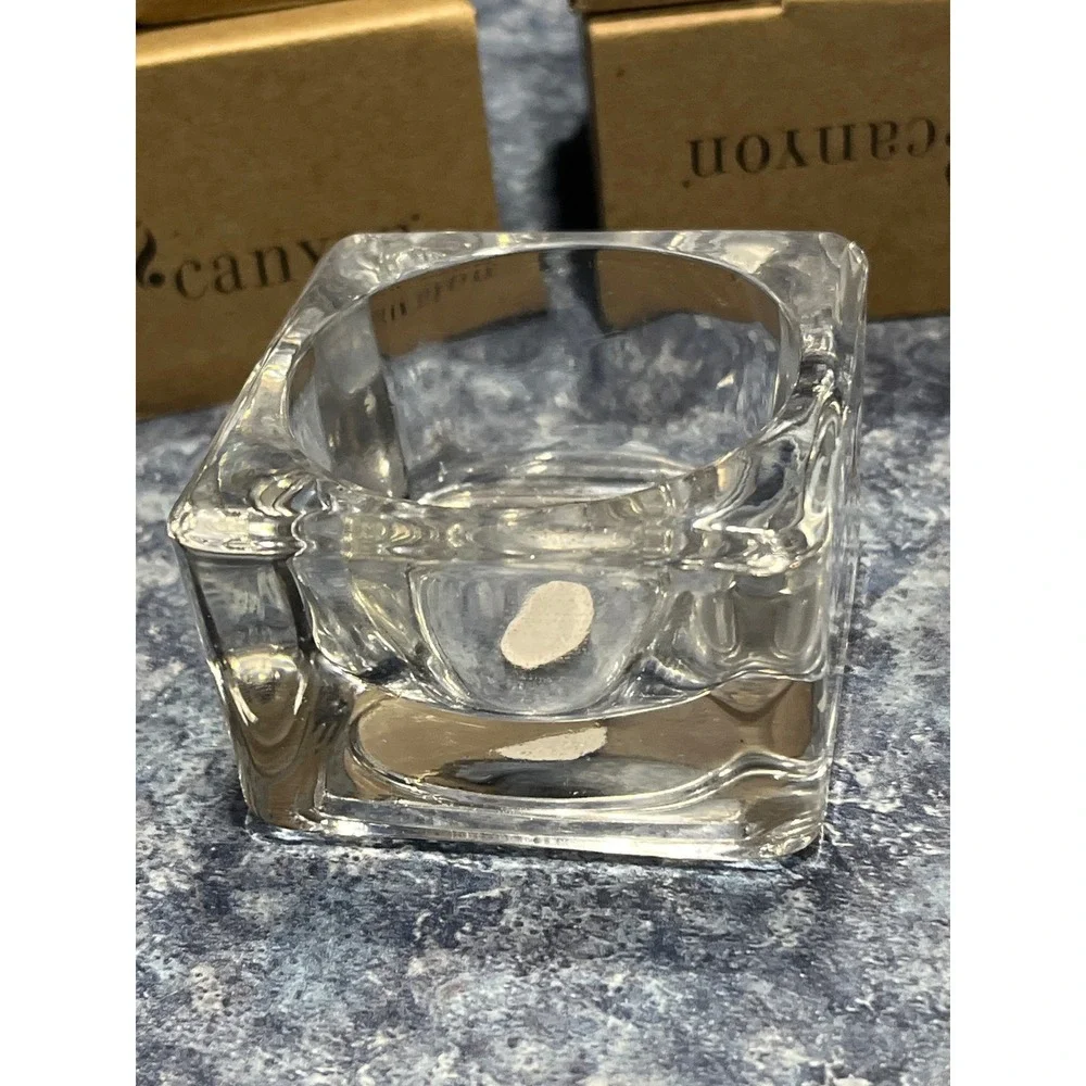Gold Canyon Polished Square Tealight Glass Candle Holders Set of 4 Clear 82688